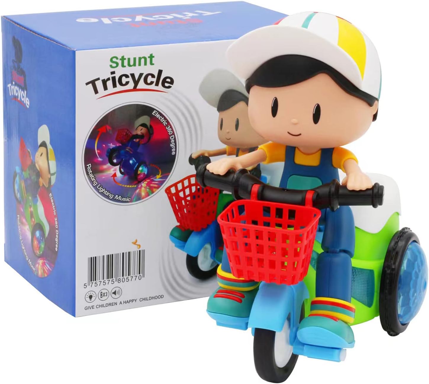 Stunt Tricycle Bike with Light and Music- Battery Operated Toy 
