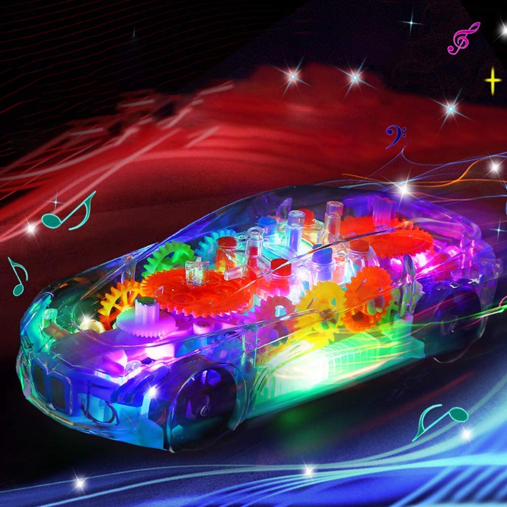 Transparent Concept Racing Car with Music & 3D Flashing Lights for Kids Toy 