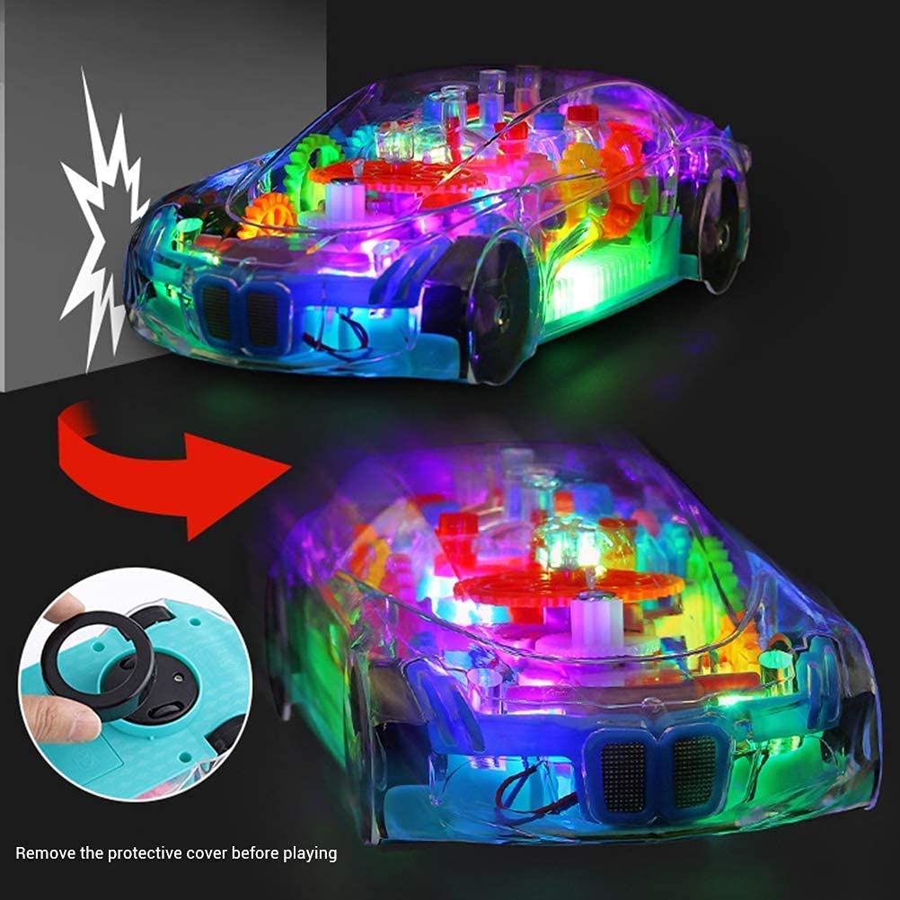 Transparent Concept Racing Car with Music & 3D Flashing Lights for Kids Toy 
