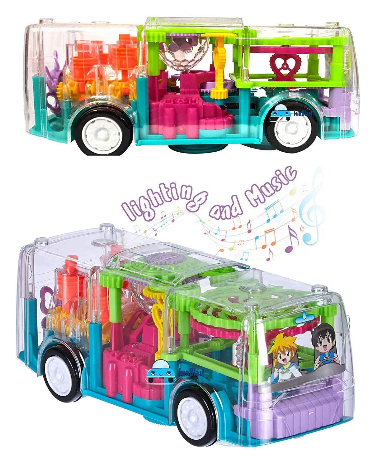 Gear Light Transparent Bus Toy