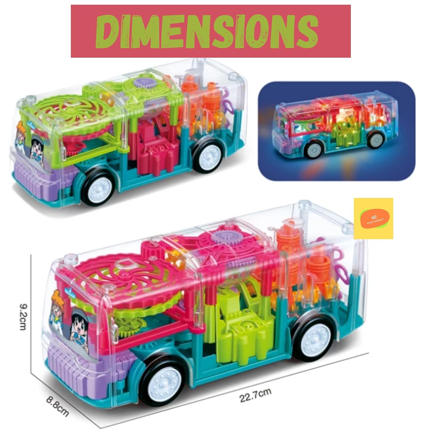 Gear Light Transparent Bus Toy