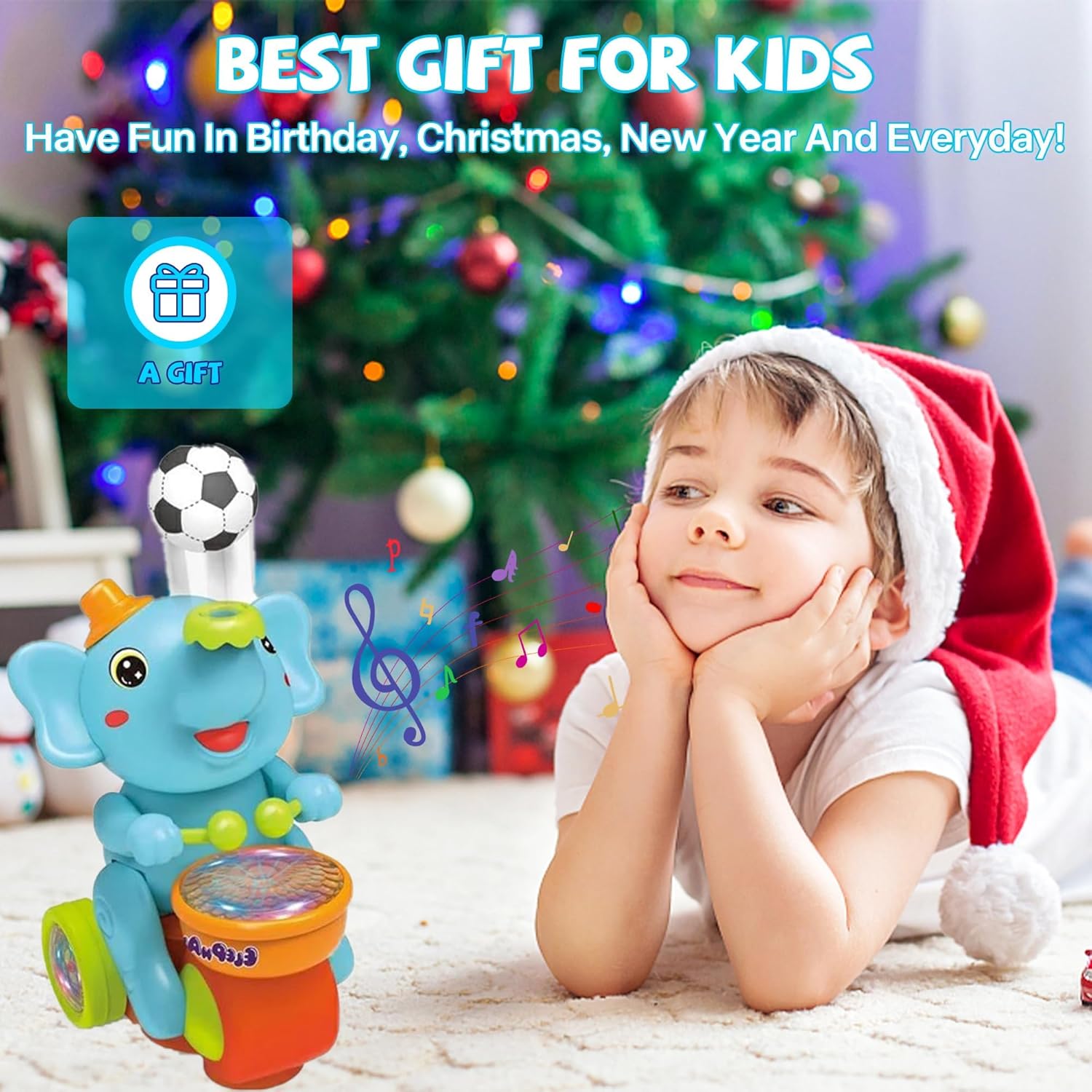 Elephant Musician Toy for Kids – Light, Music & Drum | Musical Toy