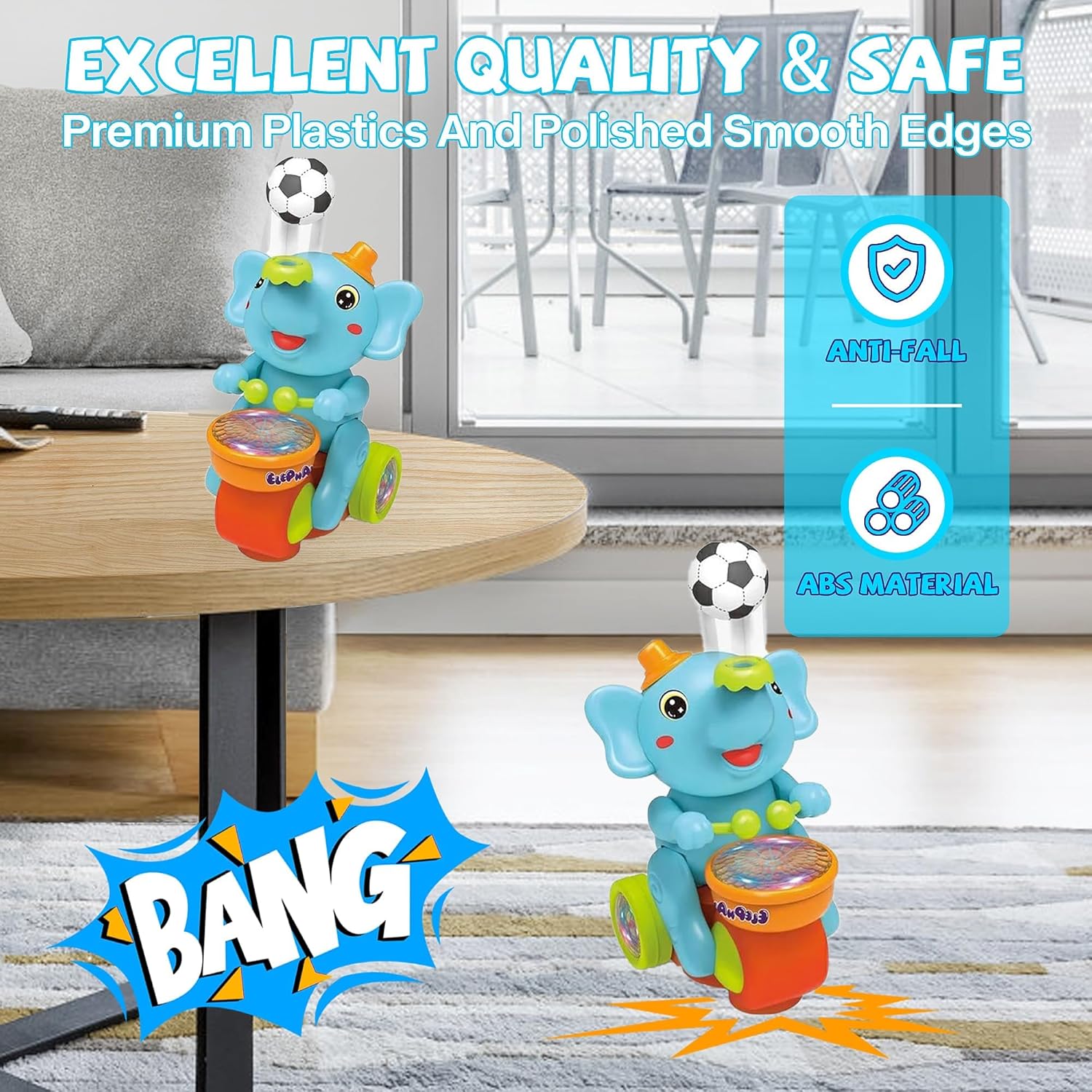 Elephant Musician Toy for Kids – Light, Music & Drum | Musical Toy