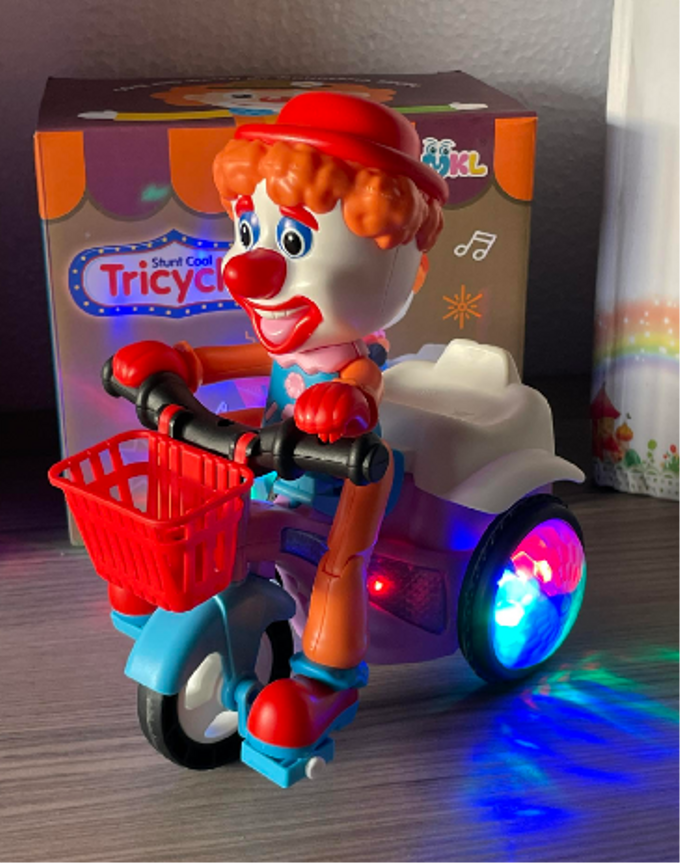 Stunt Tricycle Joker Bump and Go Toy with 4D Lights Dancing Toy 