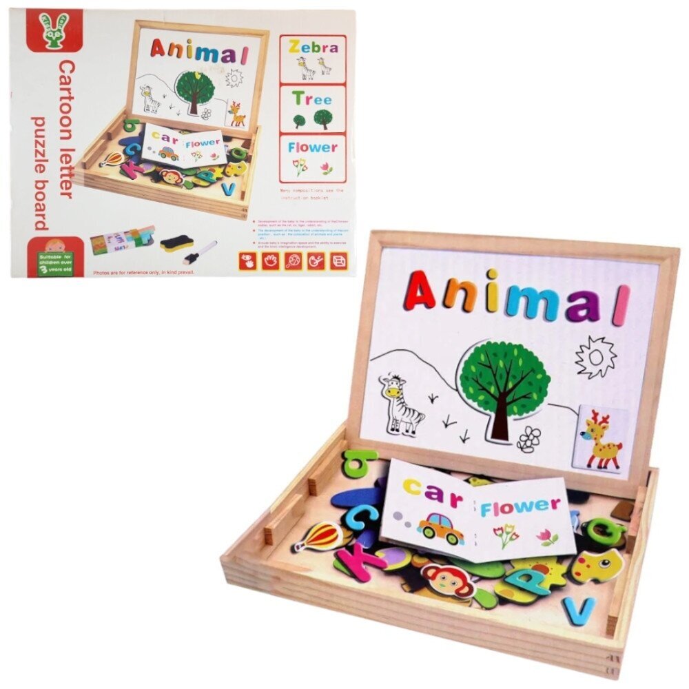 Wooden Cartoon Letter Magnetic Puzzle Board